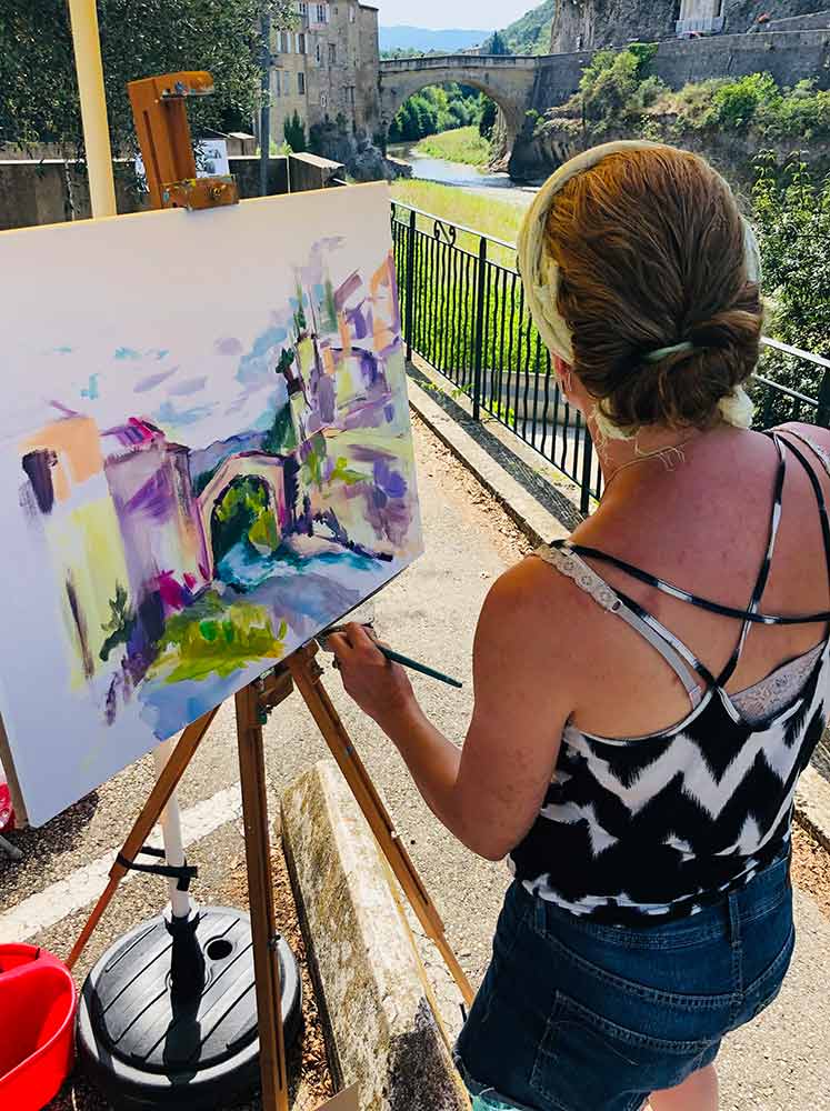 Watercolor painting in Provence, France, during group workshops